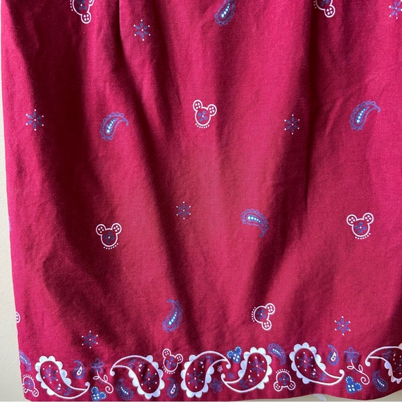 Vintage 90s Disney Store Mickey Mouse Paisley Cotton Shift Dress Red Size Medium - Picture 4 of 12